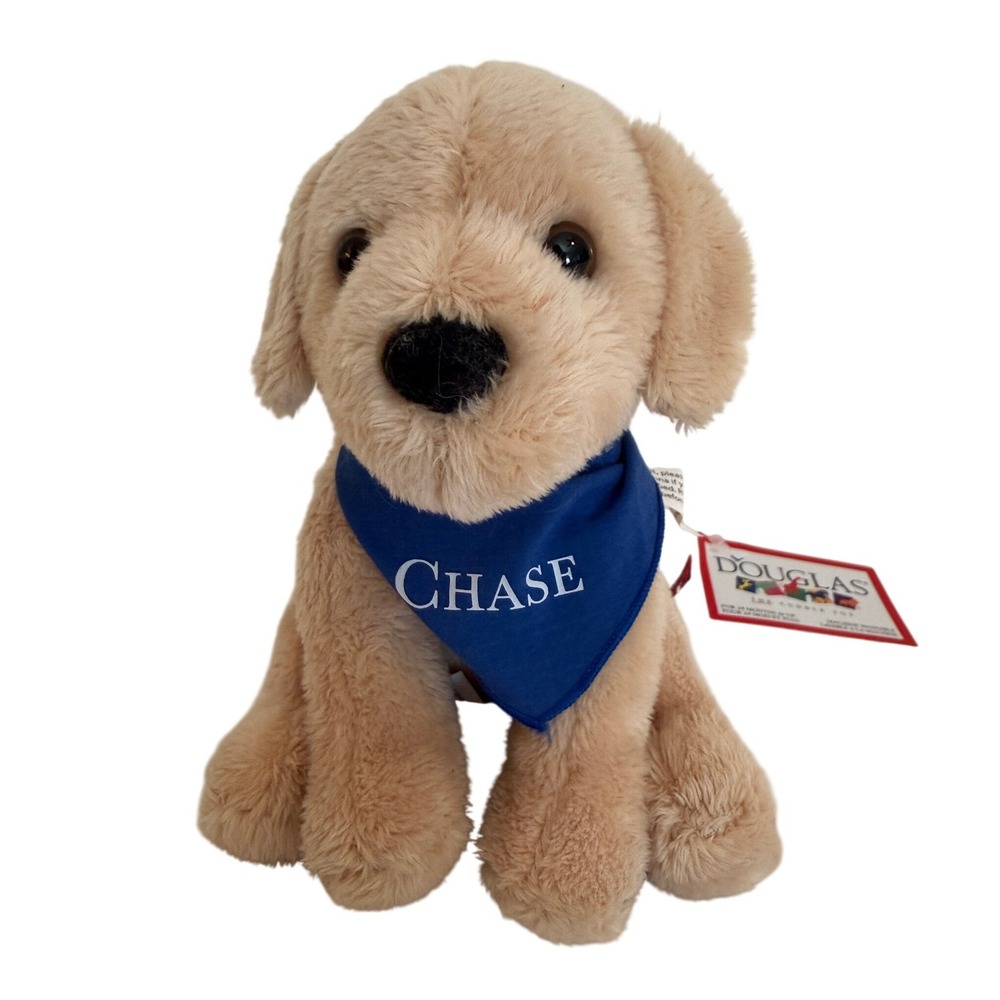 Douglas Cuddle Toys Chase Border Collie Plush Dog Tan Blue Bandana NWT